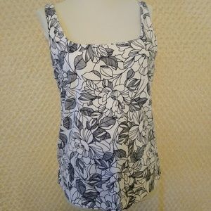Karen Scott Cotton Blend Black & White Tank Top L